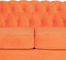 3 Piece Orange Velvet Living Room Sofa Set Includes Loveseat And Club Chair Durable Upholstery