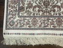 Small Turkish Silk Rug 2.6 x 4, Ivory, Allover Design, Bamboo Silk