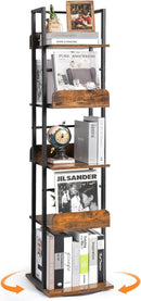 Black 5-Shelf 360 Degree Rotating Corner Bookshelf Tower