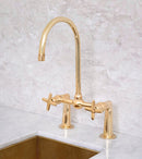 Elegant Brass Bridge-Style Kitchen Faucet