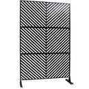 Outdoor & Indoor Privacy Screen Metal Privacy Screen 76' H×48' W, Freestanding Decorative Privacy Screen for Deck Balcony Patio, Privacy Fence Panels for Outside Lawn Garden PS113 BLACK