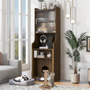 Mid-Century Modern Walnut Vintage Multi-use Cabinet With Cat scratcher Bed cat friendly furniture