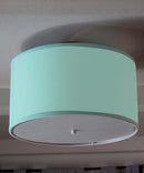 Moderne Flush Mount Conversion Kit 18"w Island Paradise Blue Shallow Drum Lampshade