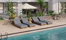 Outdoor Chaise Lounge Chair with 6-Position Adjustable Backrest,Acacia solid wood,TEAK COLOR