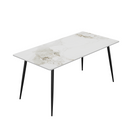 Dining Table with Sintered Stone Tabletop and Metal Legs, 63' Rectangular Modern Kitchen & Dining Room Table