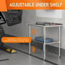 Stainless Steel Table 30 x 36 Inches Metal Prep Table with Adjustable Undershelf Wheels Stainless Table for Commercial Kitchen, Outdoor, Restaurant, Hotel & Garage