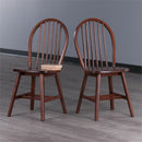 Windsor 2 Piece Solid Wood Dining Chair Set Walnut Finish