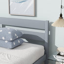 Twin Bed with Headboard and Footboard,Rubber Wood Bed,Grey