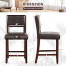 Counter Height Bar Stools Set Of Two, Twenty Four Point Five Inch, Brown Upholstered PVC Leather