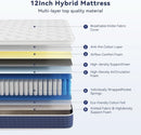 Queen Hybrid Mattress Gel Memory Foam Certipur US Certified
