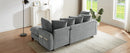 Modern L-Shaped Sectional Sofa with Storage, Movable Ottoman, and Throw Pillows, Grey Chenille, 83'