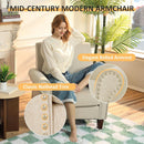 Beige Mid Century Modern Accent Chair Nailhead Trim