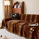 Chenille Jacquard Sofa Throw Cover with Tassel Soft Thick Couch Protector Blanket
