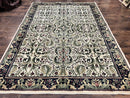Oriental Rug 8x11, Floral Pattern, Ivory and Black