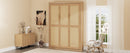Full Size Solid Wood With Rattan Murphy Bed Cabinet Space-Saving Bed with 2 Side Cabinet Storage Shelves, Perfect for Guest Room, for Bed Room, Guest Room, Home Office, Natural
