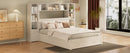 Full Size Pine Wood Platform Bed with All-In-One 2 Nightstand, Storage Shelf and Cabinet Bookcase with 2 Charging Stations, Multi-Functional Captain Bed Frame with 3 Drawers, No Box Spring Needed