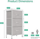 Light Grey Dresser With 3 Drawers For Bedroom Nightstand