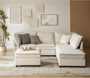 127 Inch Modular Sectional Sofa Beige with Storage Ottoman