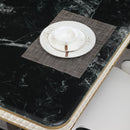 Luxury Modern Dining Table With 6 Chairs Marble Top Titanium Plated Base - Black