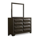 Dresser With Mirror Beveled Bracket Feet Handles 8 Drawers - Espresso