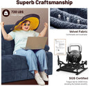 Blue Fabric Reclining Loveseat With USB Ports For Living Room