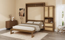 Full Size Solid Wood With Rattan Murphy Bed Cabinet Space-Saving Bed with 1 Side Cabinet Storage Shelf, Perfect for Guest Room, for Bed Room, Guest Room, Home Office, Walnut