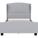 Full Size 51' High Headboard Wingback Linen Upholstered Bed No Box Spring Needed, Gray