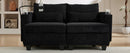 Convertible Chaise Lounge 63' Loveseat Sofa Bed with USB Ports, Cup Holders, Phone Holder & Storage, Black Corduroy