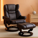 Brown Faux Leather Massage Recliner Chair With Ottoman