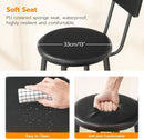 26 Inch Black PU Upholstered Bar Stools Set Of 2 With Back And Footrest