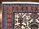 Persian Tribal Rug 8x11, Persian Ardabil Rug, Geometric Medallion Animal Pictorial Rug, Ivory Red Blue, Hand Knotted Vintage Wool Carpet