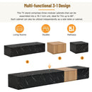 TV Stand and Coffee Table with Faux Marble, Walnut Wood Grain Finish, Set of 2, Modern Entertainment Center for TVs up to 88", Center Table with 2 Storage Drawers for Living Room, Black
