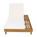 LOUNGE CHAISE SET, SPACE AVAILABLE ON ONE SIDE,ACACIA SOLID WOOD WITH LOUNGE CUSHION (CREAM & TRIPLE FOLD) - MATCHING DARK GREY VERSION AVAILABLE