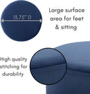 Sleek Round Ottoman Foot Stool Blue Memory Foam Padding