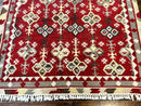 Indian Kilim Rug 6x6, Square Kilim Flatweave Carpet, Vintage Handmade Wool Rug, Red