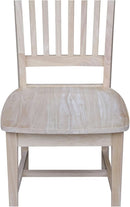 Mission Side Dining Chairs Set Of 2 Solid Parawood Unfinished 39.2 Inch Height