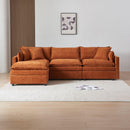 Modular L-Shaped Sectional Sofa with Ottoman, Chenille Fabric Sofa Couch, Comfy Upholstered Furniture for Living Room, Apartment, Studio, Office