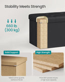 43 Inch Folding Storage Ottoman Black Synthetic Leather