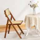 Rattan Folding Chair Walnut Finish Indoor Outdoor Dining