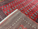 Turkoman Rug 8 x 11.6, Red Bokhara Pakistani Carpet, Wool Handmade Vintage Rug