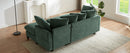 Upholstered Sectional Sofa with Movable Ottoman and Storage in Green Chenille, 83 Inch