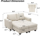 Beige Velvet Modular Sectional Sofa With Storage Sleeper