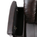 Premium Power Recliner with Storage Arms, Cupholders, Swivel Tray Table and Cell Phone Stand, Brown PU Leather, 35'' x 29.9'' x 41.2''