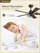 42 Inch Farmhouse Ceiling Fan With Lights Black Cage 2 Pack