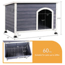 Medium Wooden Outdoor Dog House with Waterproof Roof and Elevated Floor in Grey