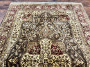 Indo Persian Rug 6x9, Wool Handmade Vintage Rug, Floral Cross Pattern