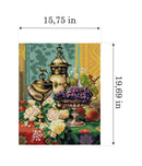 Needlepoint canvas for halfstitch without yarn after Jean Baptiste Robie - Still Life with Roses, Grapes and a Silver Inlaid Nautilus Shell 2867M
