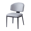 Modern PU Leather Upholstered Dining Chairs, Gray, Metal Legs, Set of 2