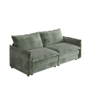 Corduroy Fabric Loveseat Sofa Couch for Living Room, Upholstered Large Size Deep Seat 2-Seat Sofa with 2 Pillow