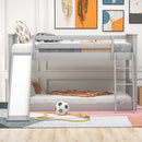 Twin over Twin Bunk Bed with Convertible Slide and Ladder, Gray(Old SKU: SM000213)